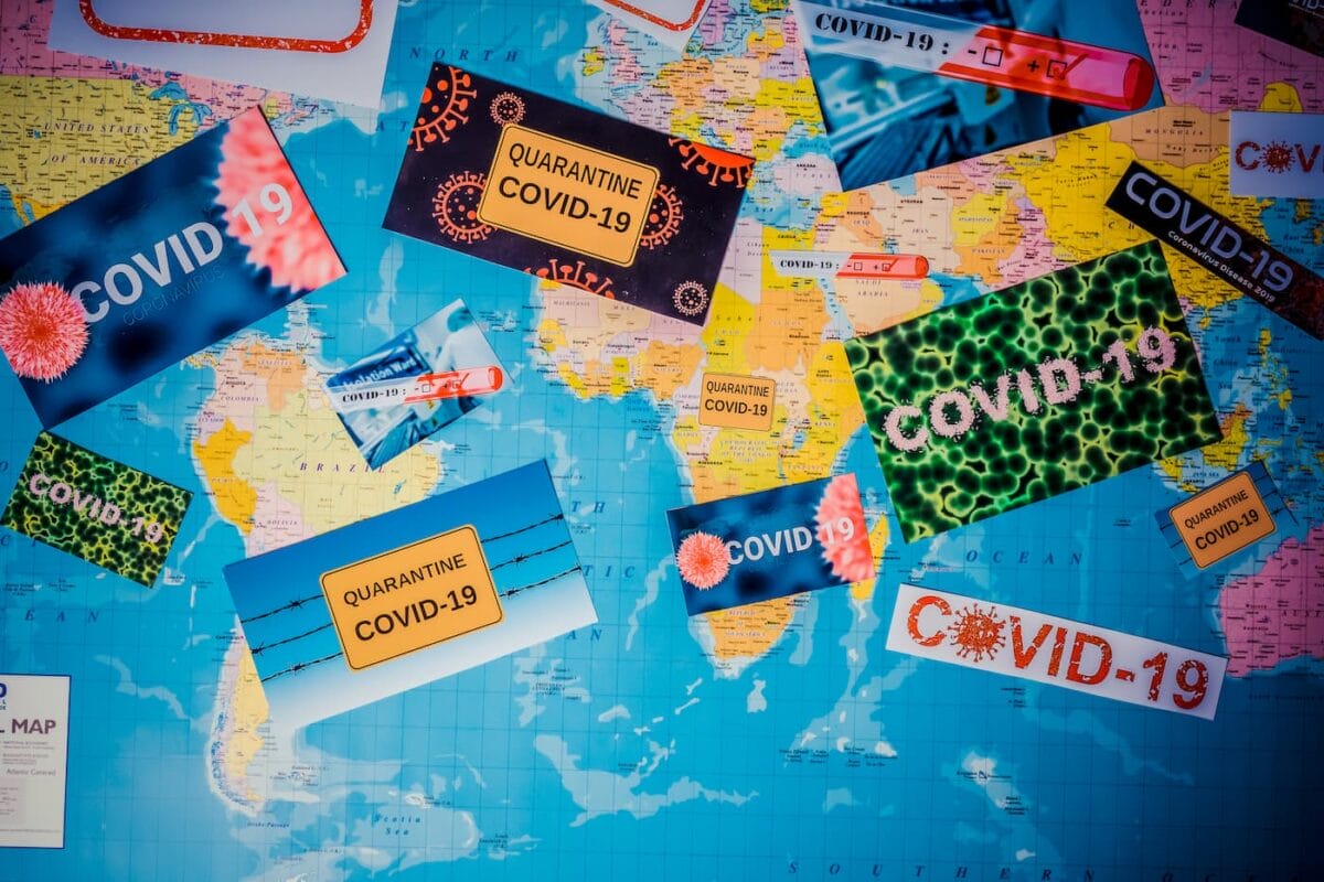 An image of pandemic game board with stickers
