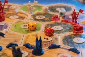 An image of a German board game called Settlers of Catan.